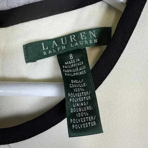 Vintage Lauren Ralph Lauren Women's Size 8 Cream Black Colorblock A Line Dress - Picture 2 of 7